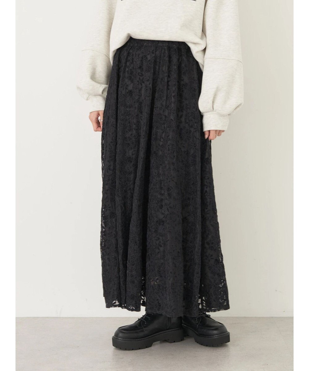 earth music&ecology 起毛レースフレアスカート 