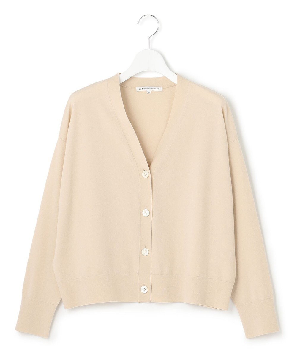 23区 【洗える】テンセルストレッチ Vネック ショート カーディガン 