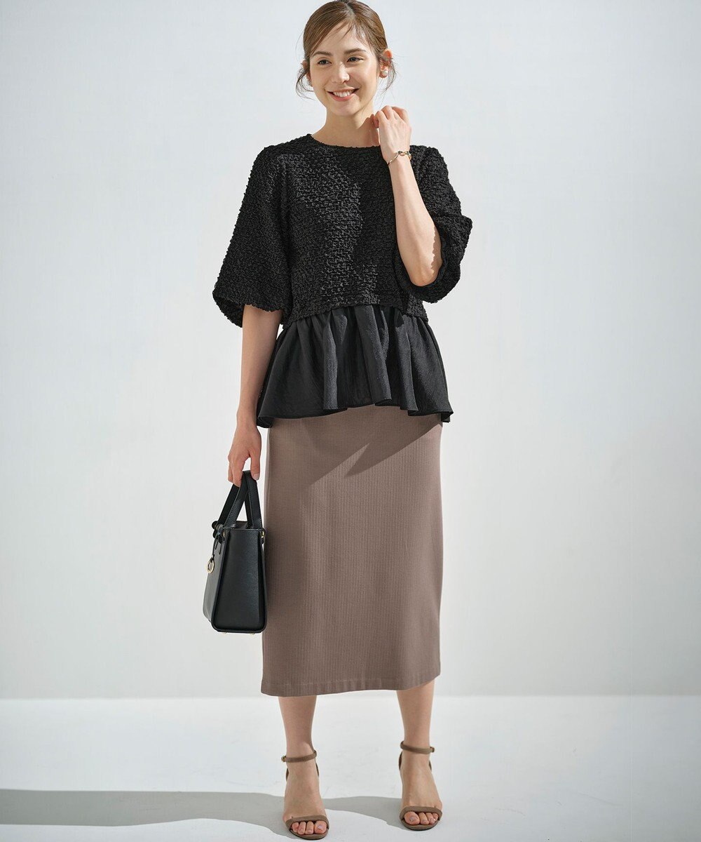 組曲 L シャーリングシフォン シアーペプラム ブラウス 