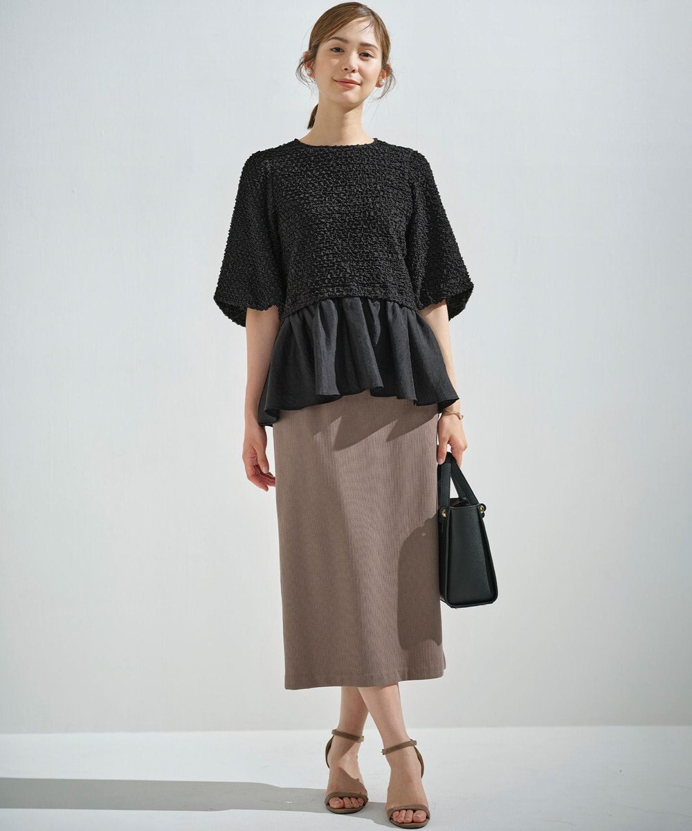 組曲 L シャーリングシフォン シアーペプラム ブラウス 