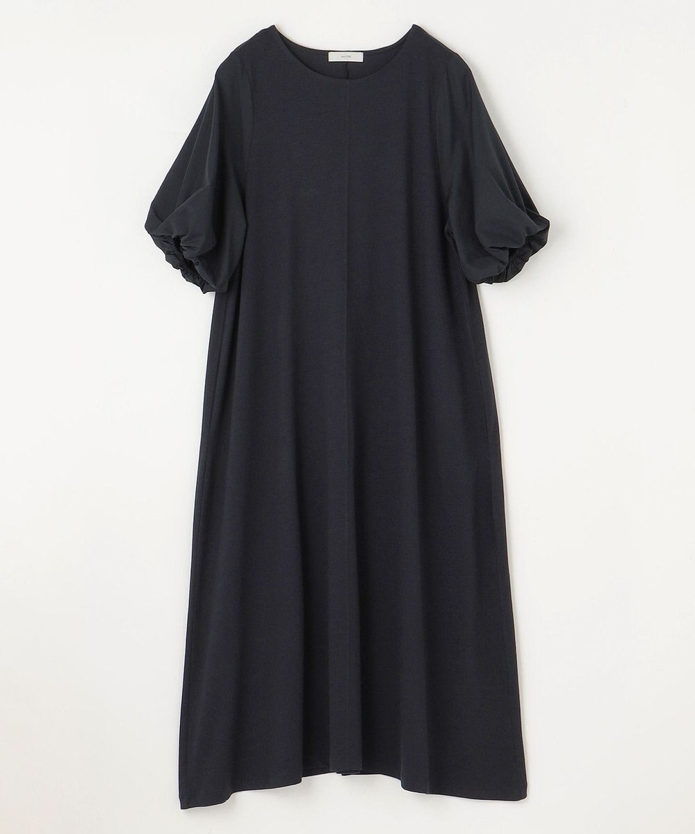 ANY 異素材コンビ ボリュームスリーブワンピース 