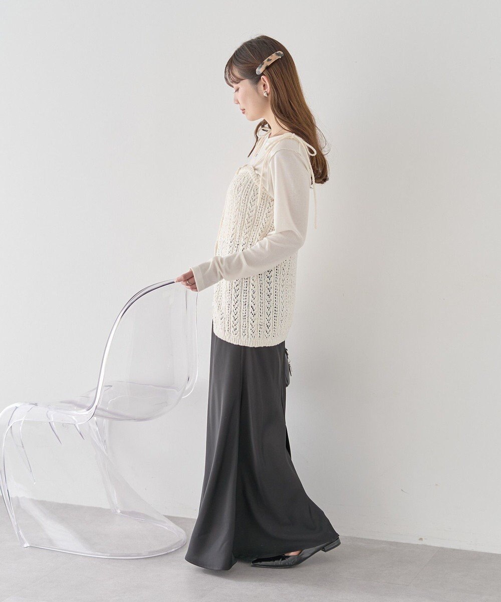 earth music&ecology サテンフリルマーメイドスカート 