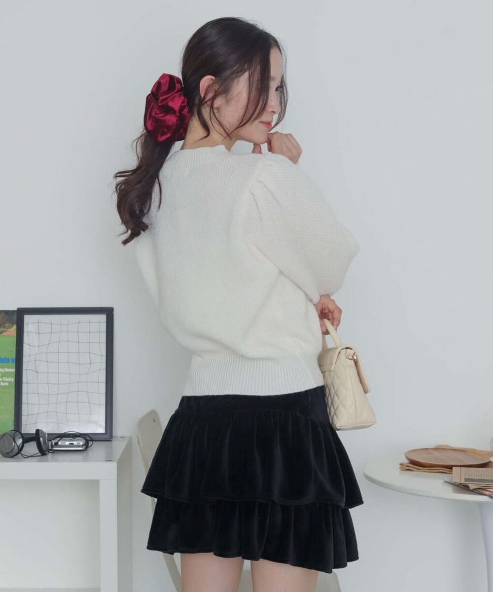 WEGO ベロアリボンアップリケタックスリーブニット 