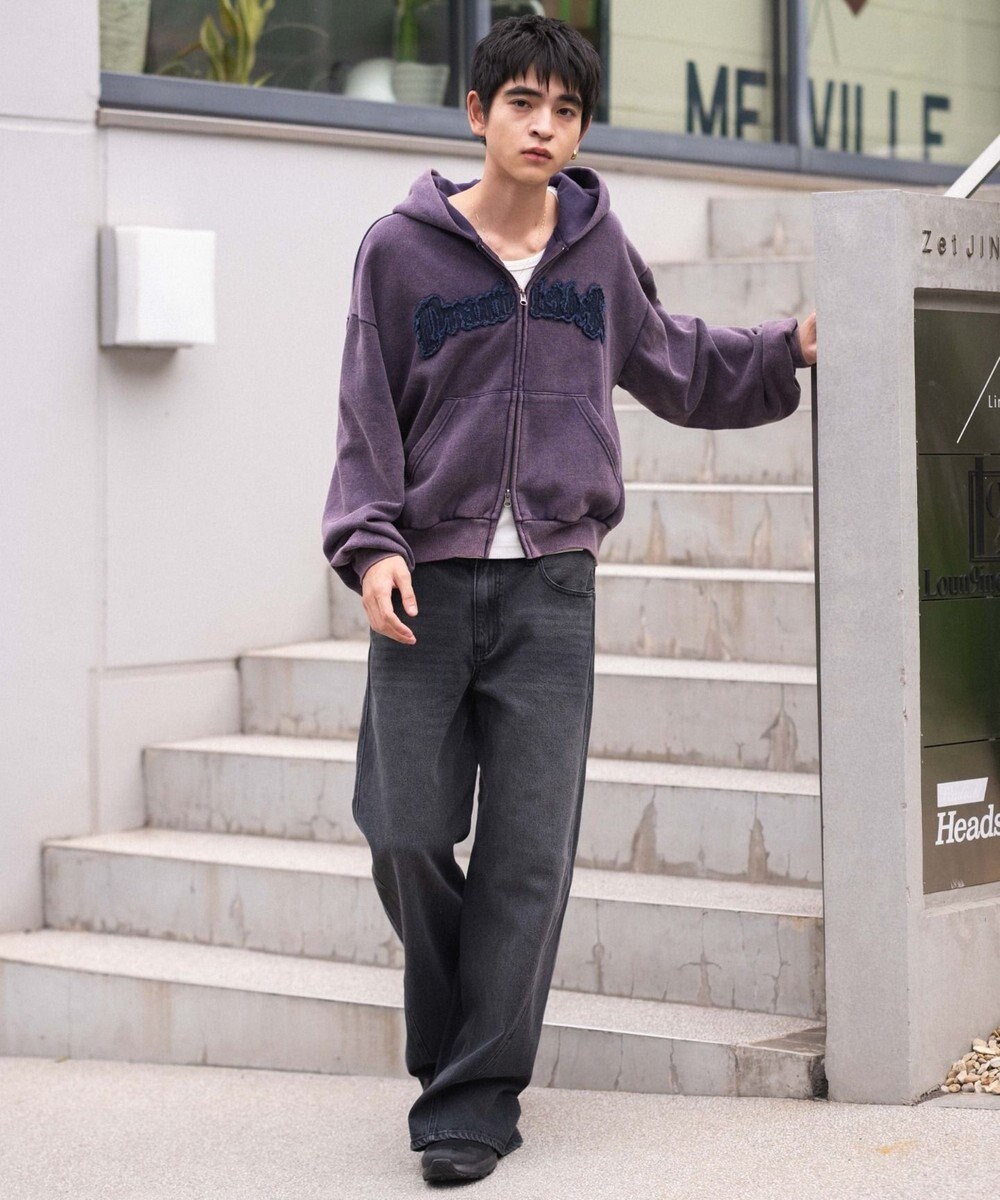 WEGO 【ユニセックス着用ITEM/MLサイズ展開】ショートグラフィックZIPパーカー 