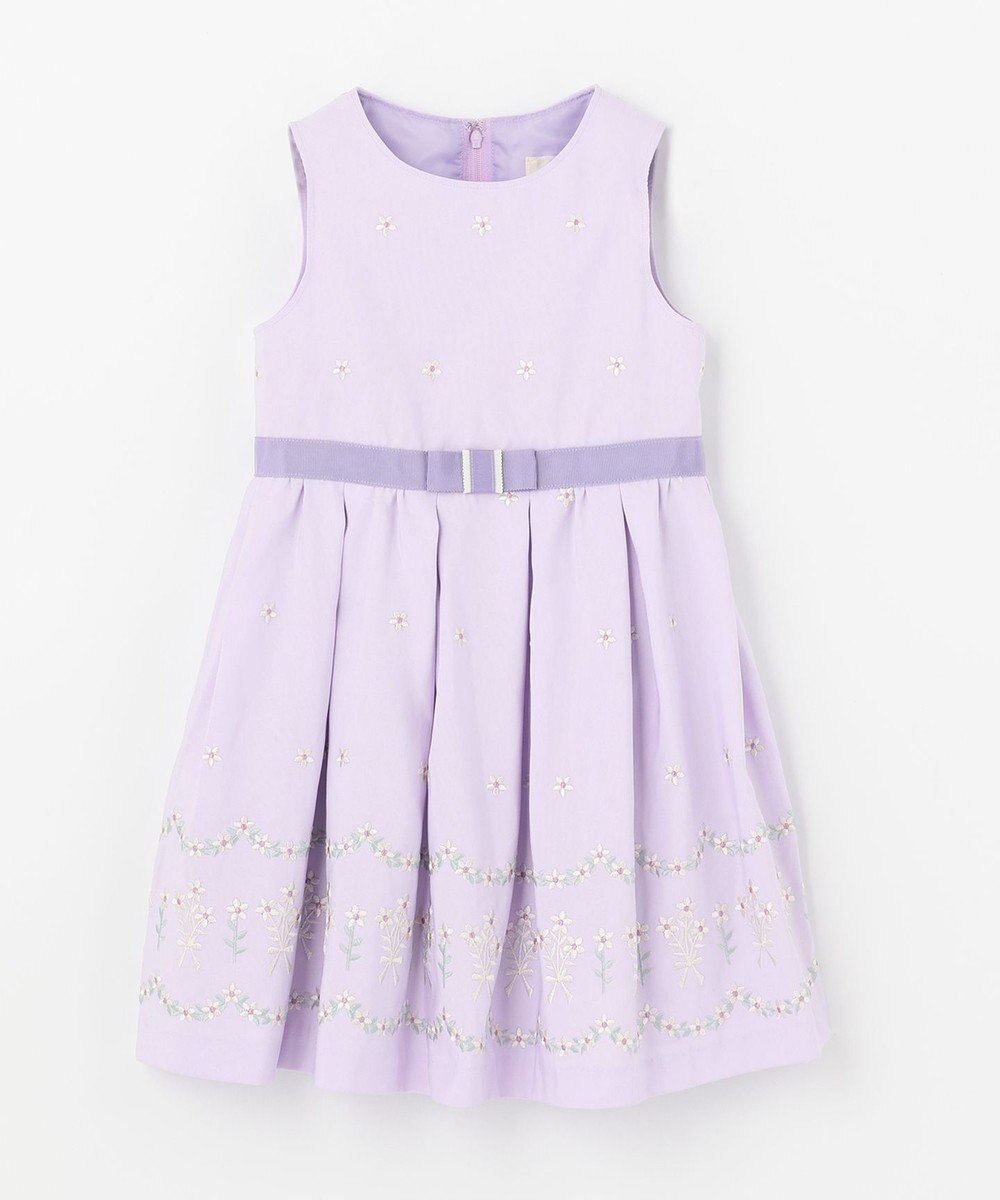 組曲 KIDS 【110-140cm】グログランアーチフラワー刺繍 ワンピース 