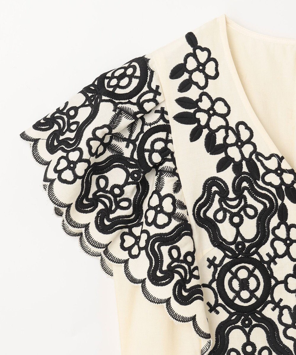 GRACE CONTINENTAL バイカラー刺繍コットンワンピース 