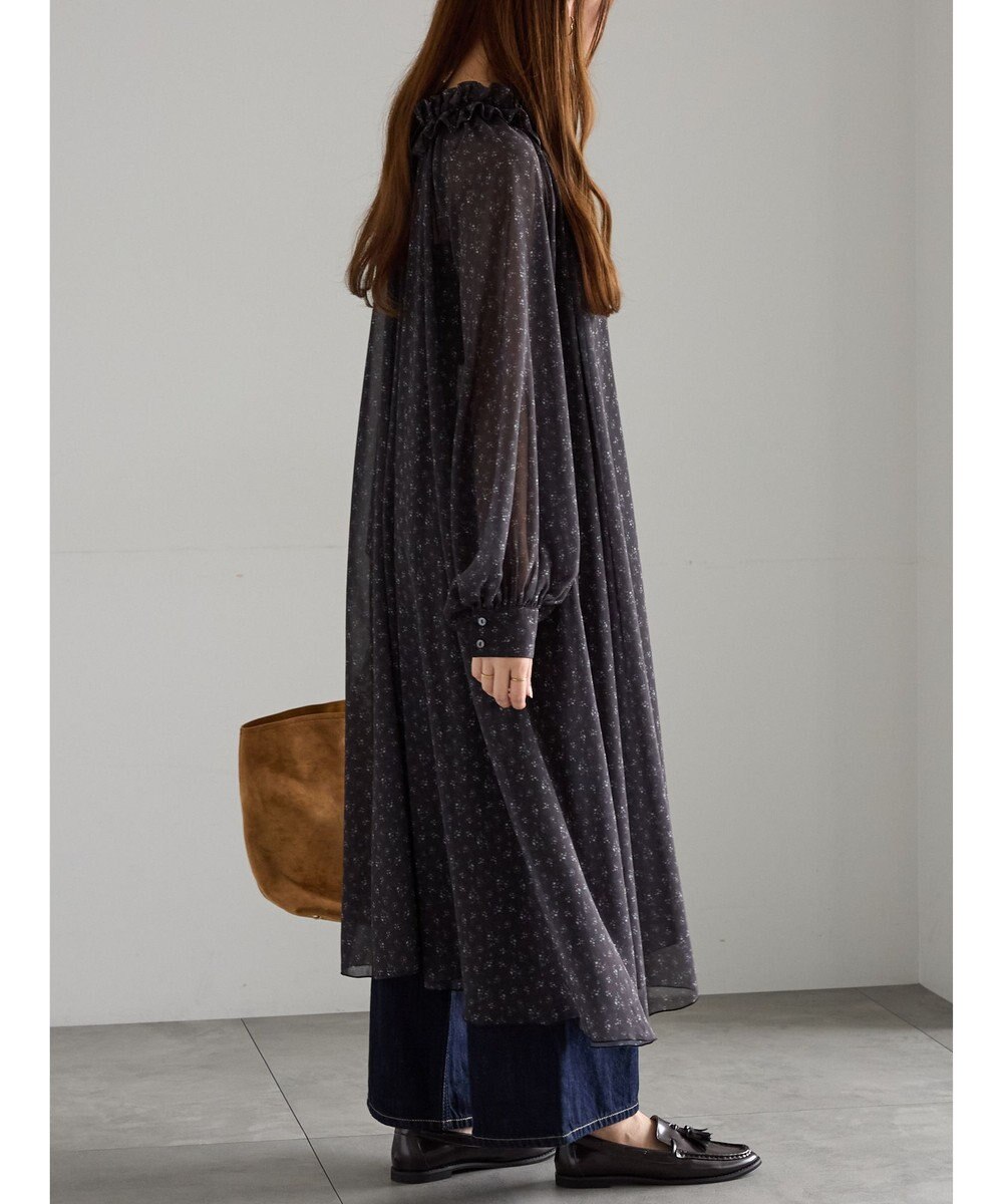 Te chichi フラワーシフォンフリルネックドレス 