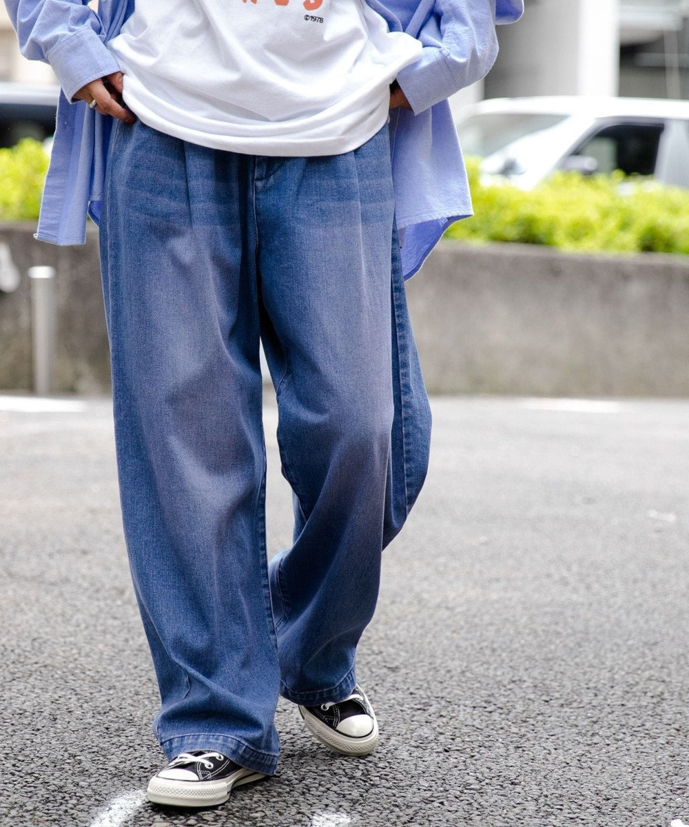 WEGO スケーターズ　タックワイドデニムパンツ 