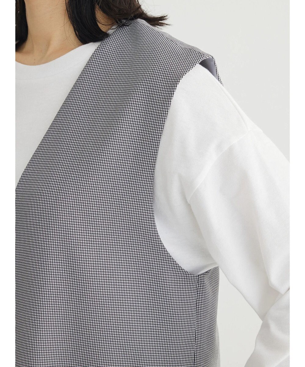 Green Parks きれいシルエット千鳥柄ジレ 