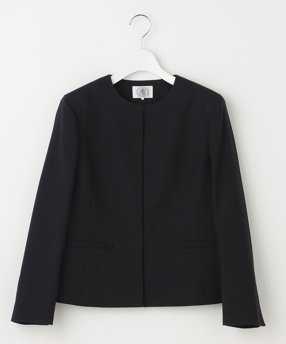J.PRESS LADIES ライトツイードストレッチ ノーカラー ジャケット 