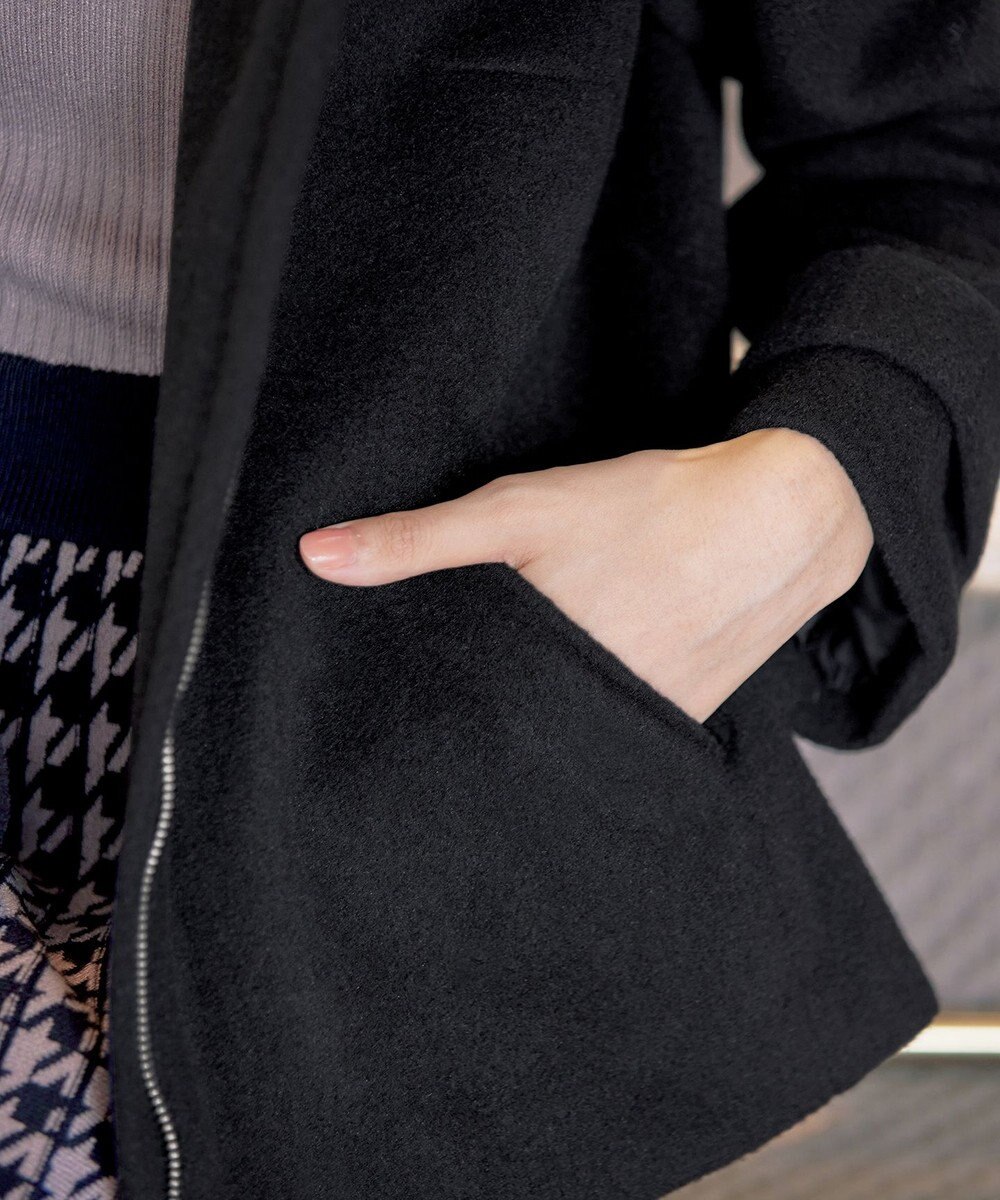 Tiaclasse ウールライクフーデットショートコート 