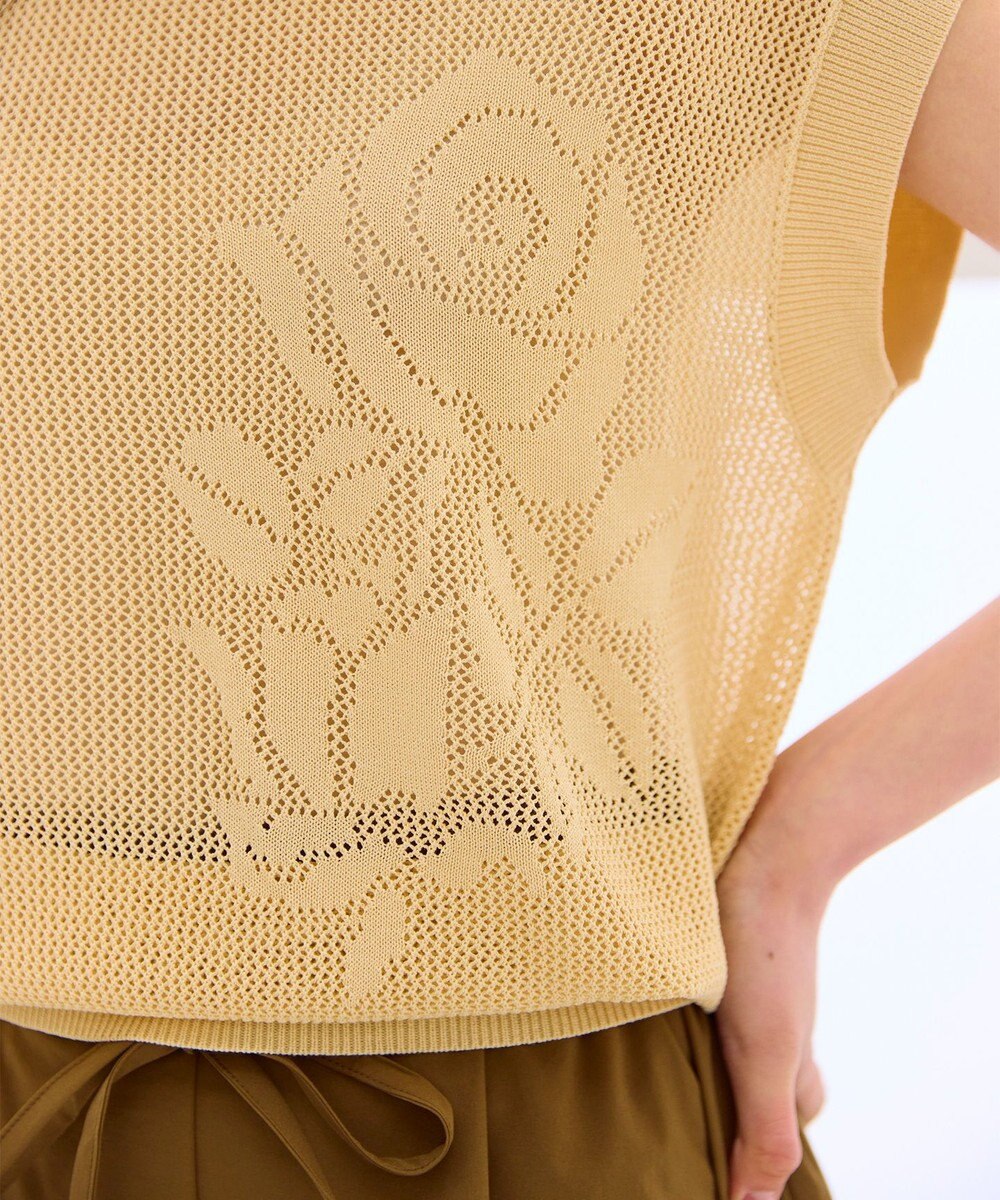 Feroux 【洗える】透かし編みニットトップス 