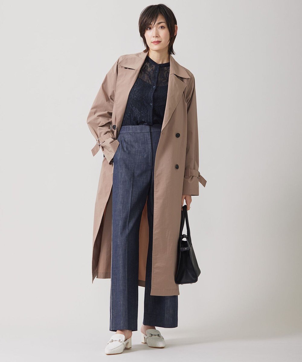 ICB 【撥水加工】 メモリーストレッチタフタ トレンチコート 