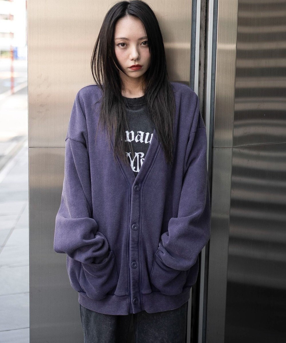 WEGO 【ユニセックス着用ITEM】ケミカルスウェットカーディガン 