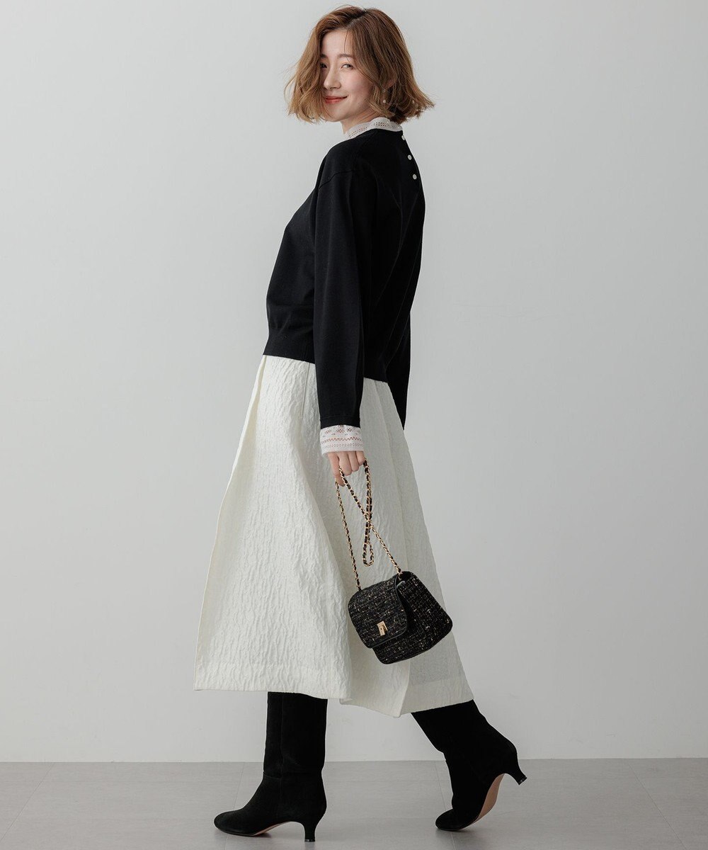 23区 S 【洗える】ヴィスコースストレッチ レースコンビ ニット 