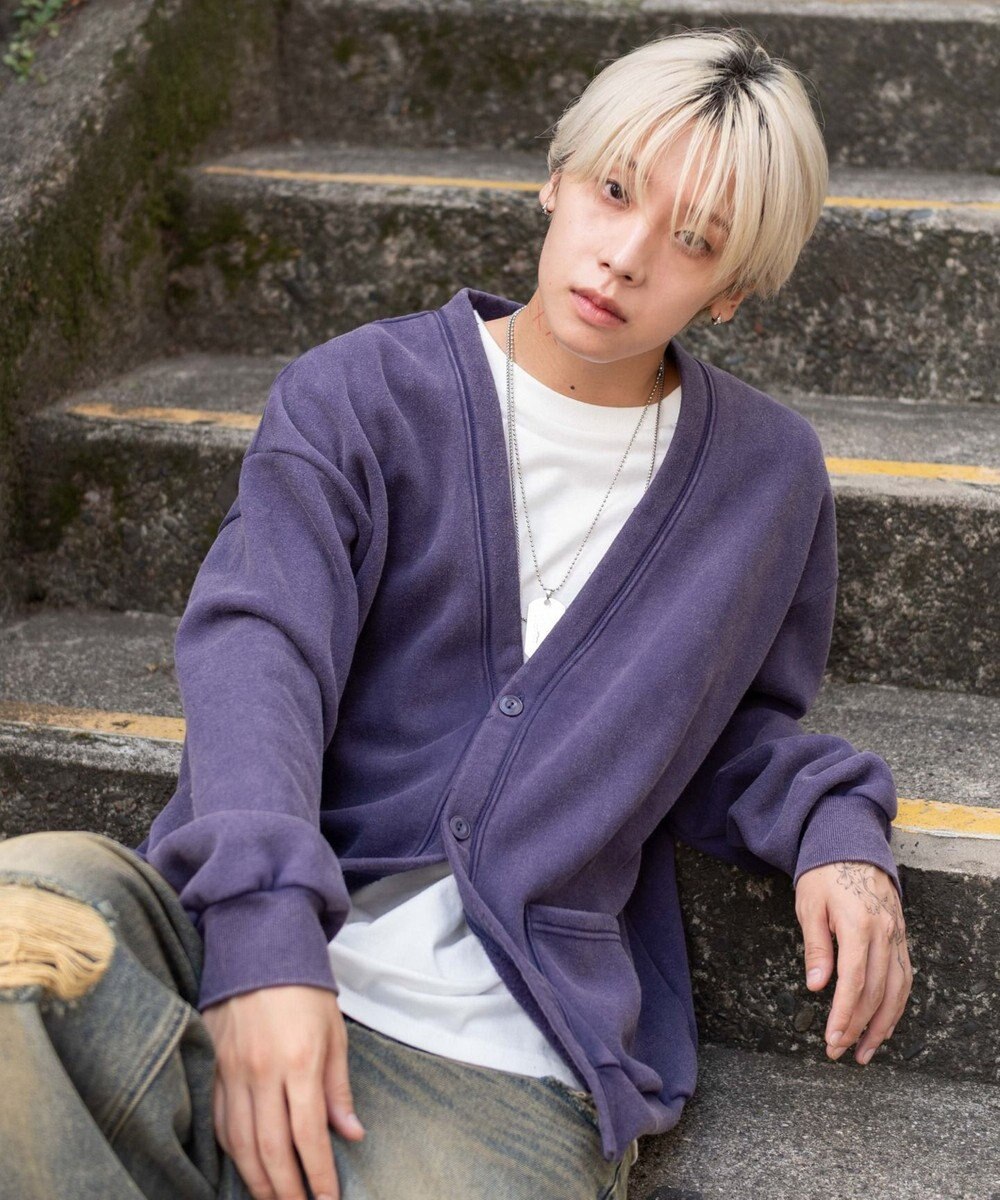 WEGO 【ユニセックス着用ITEM】ケミカルスウェットカーディガン 