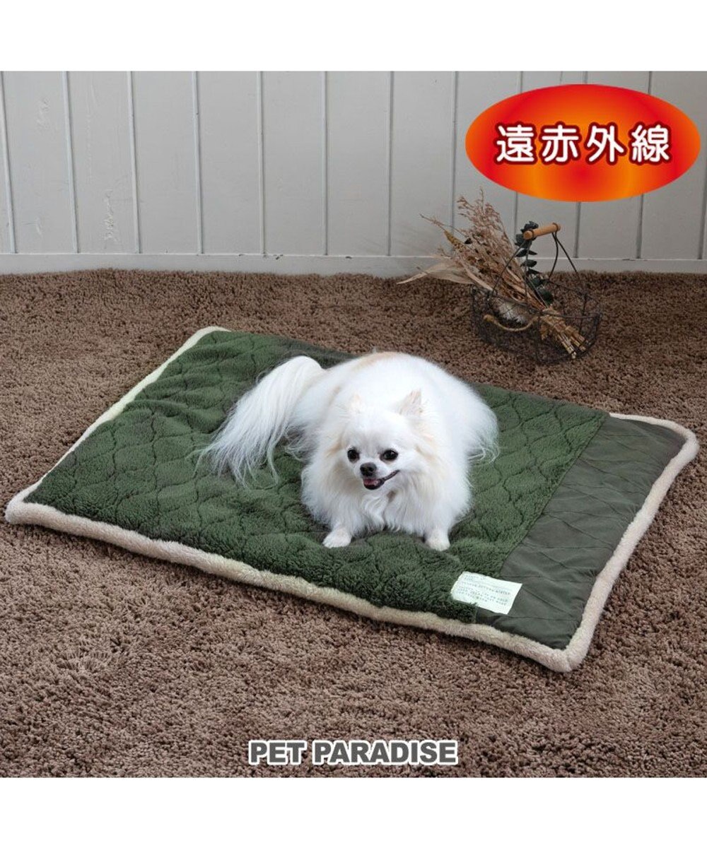 PET PARADISE ペットパラダイス 遠赤外線 マット 《オニオン柄》 角型 80×60cm 小型犬 カーキ