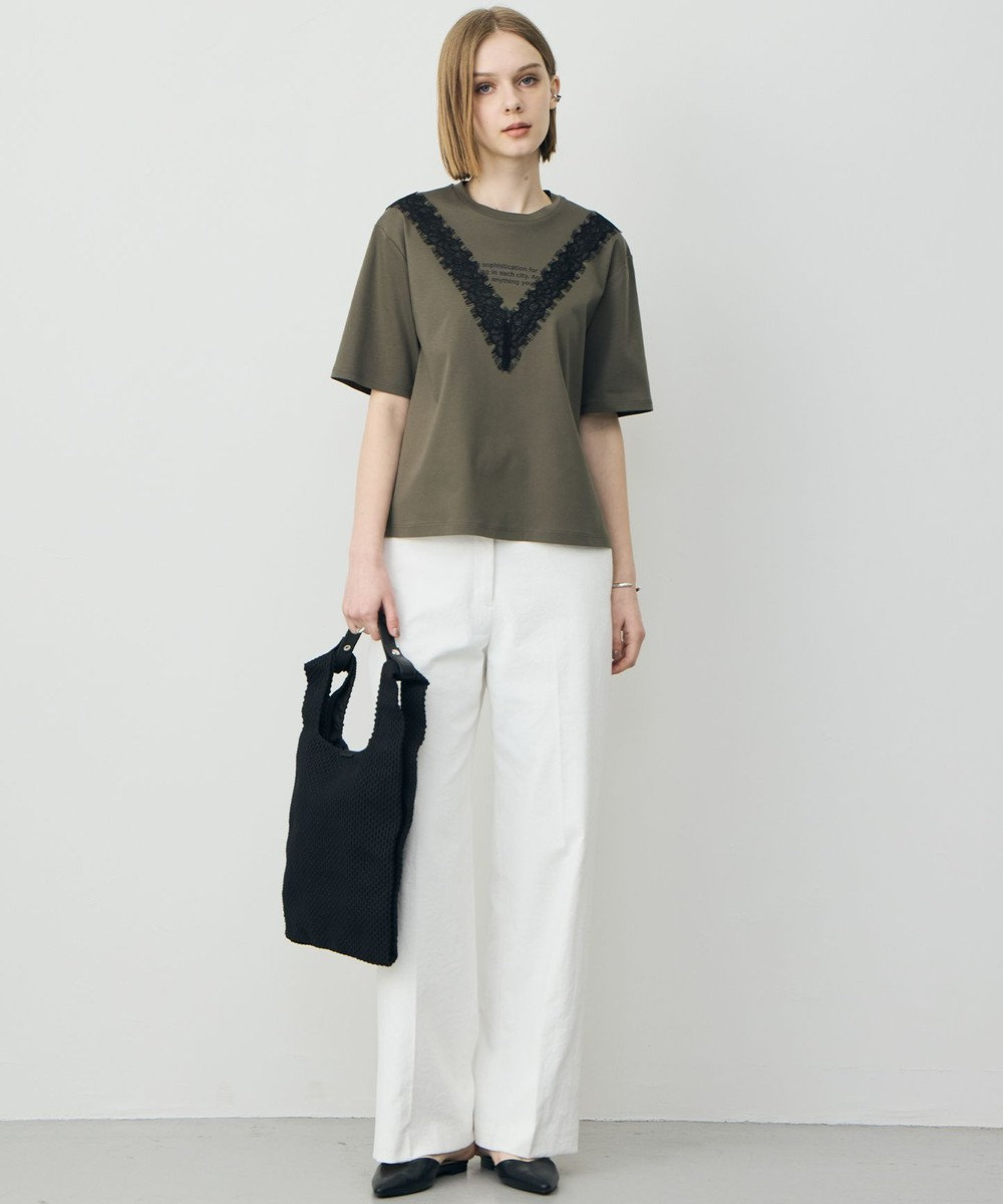 ICB L レースコンビ ロゴTシャツ 