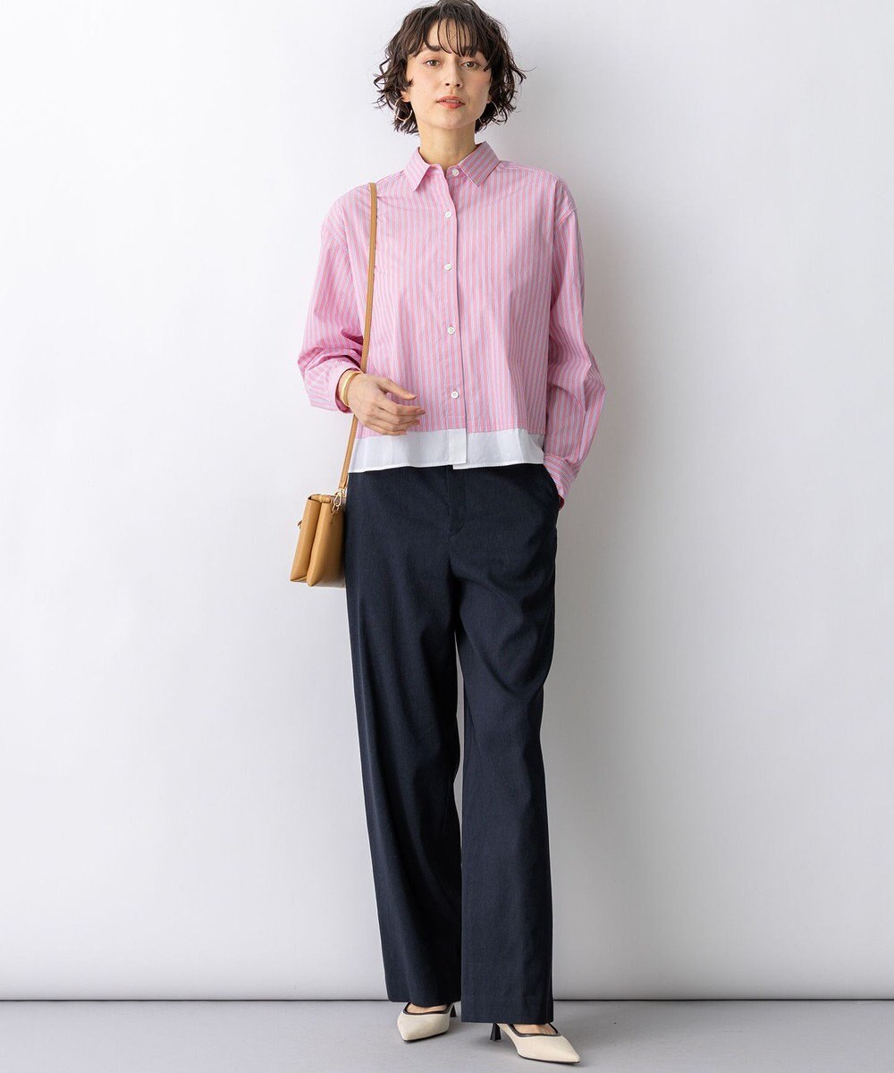 23区 リネンレーヨンストレッチ ワイドパンツ 