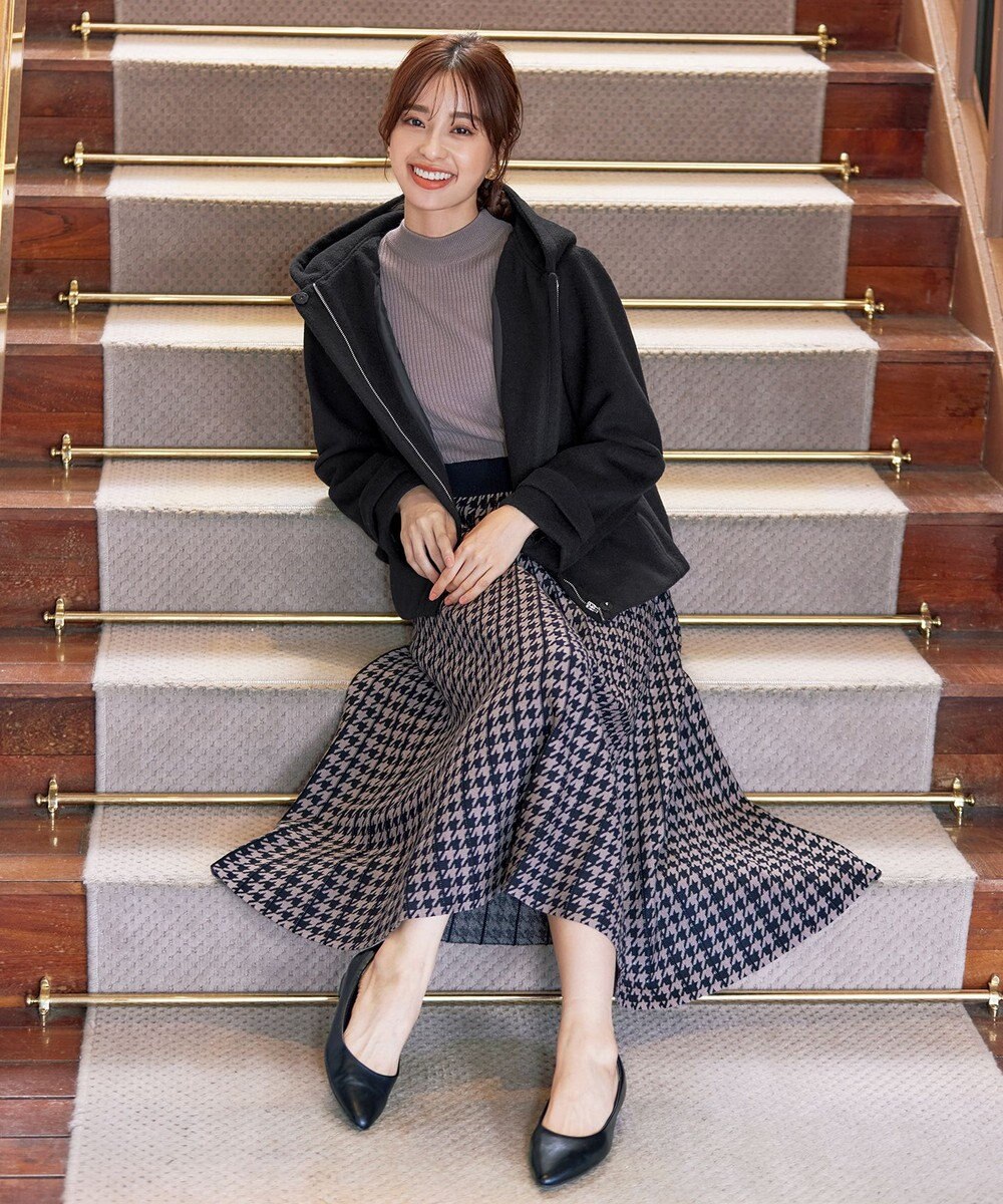 Tiaclasse ウールライクフーデットショートコート 