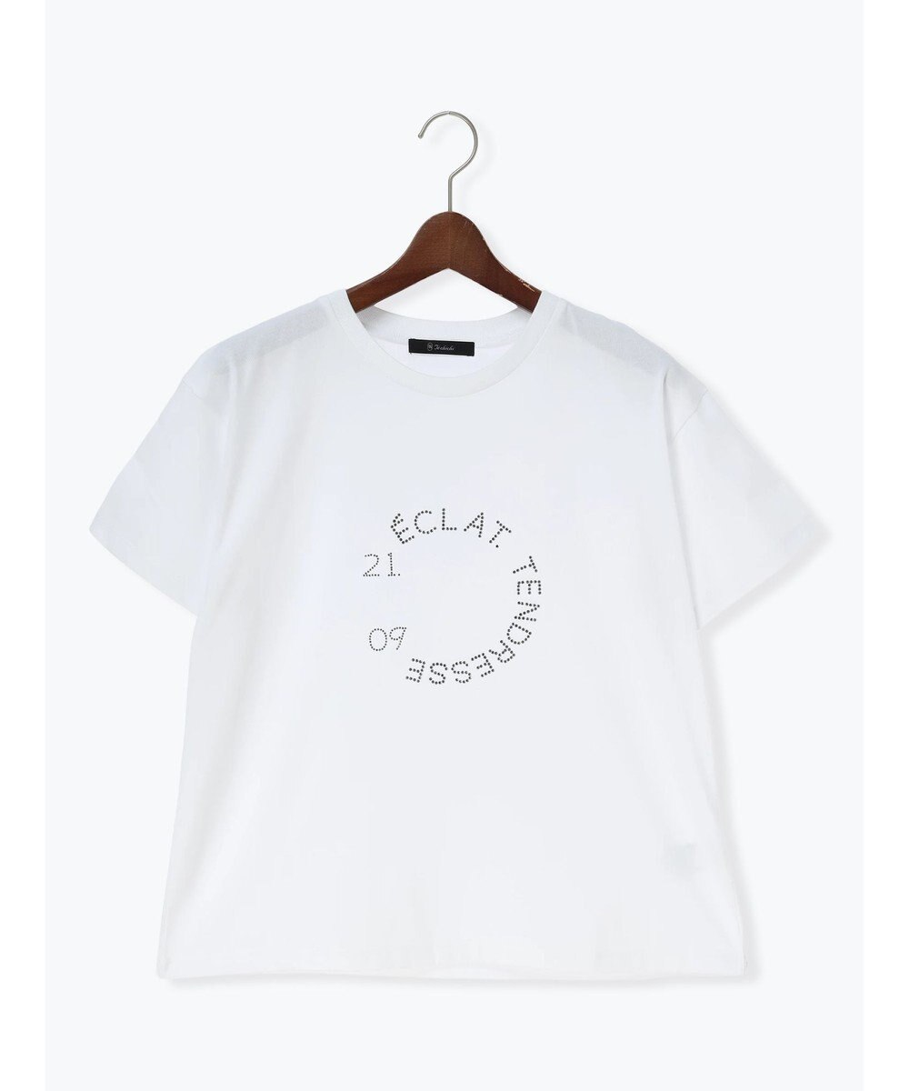 Te chichi ラインストーンサークルロゴTシャツ 