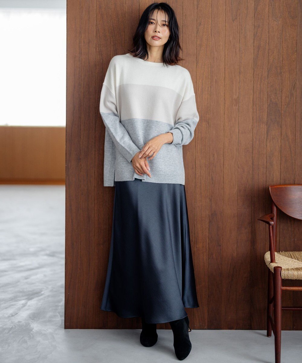 23区 【洗える】ウールカシミヤ カラーブロック ニット 