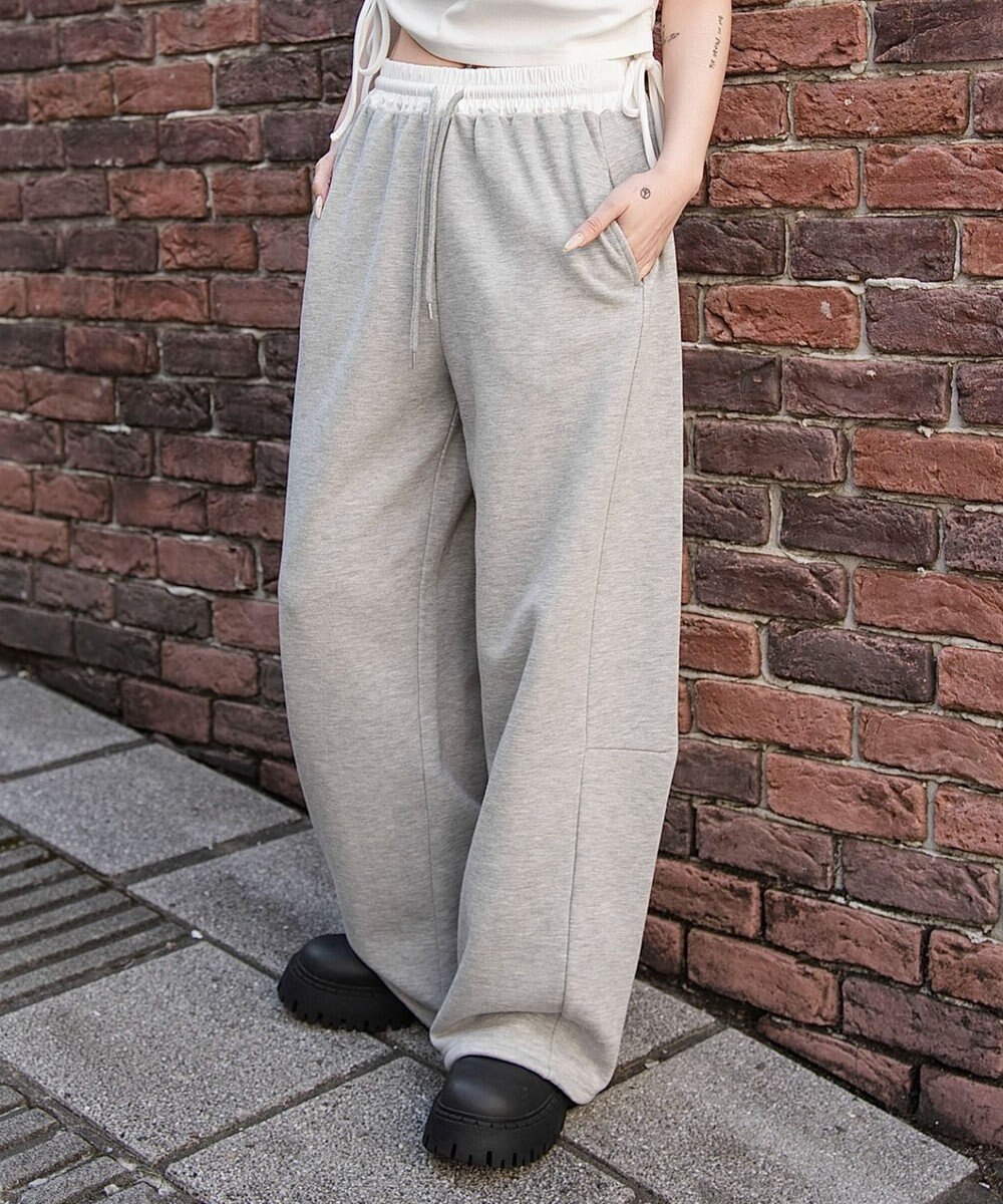 WEGO 【ウエストゴム/SMサイズ展開】カーブデザインスウェットパンツ 