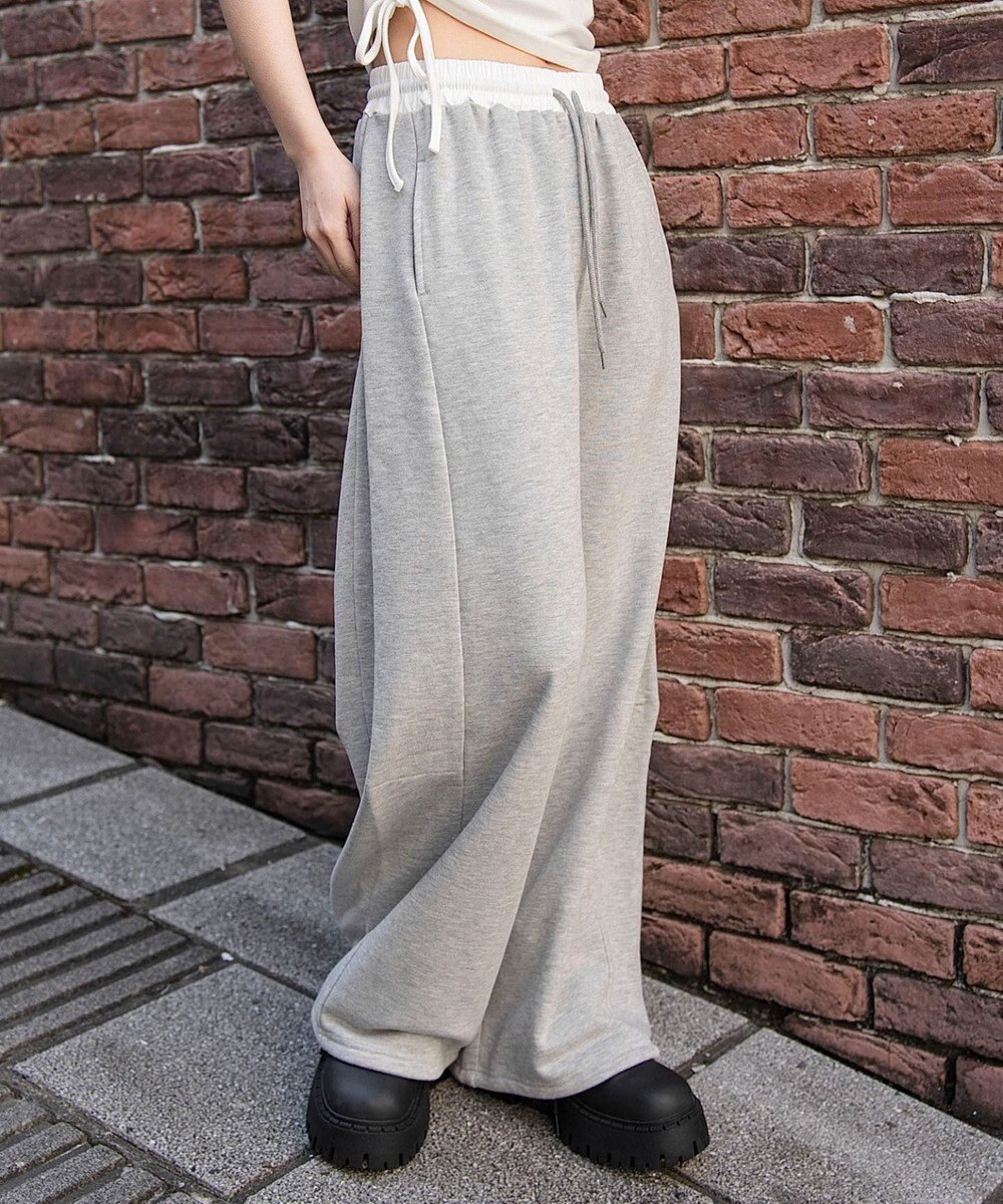 WEGO 【ウエストゴム/SMサイズ展開】カーブデザインスウェットパンツ 