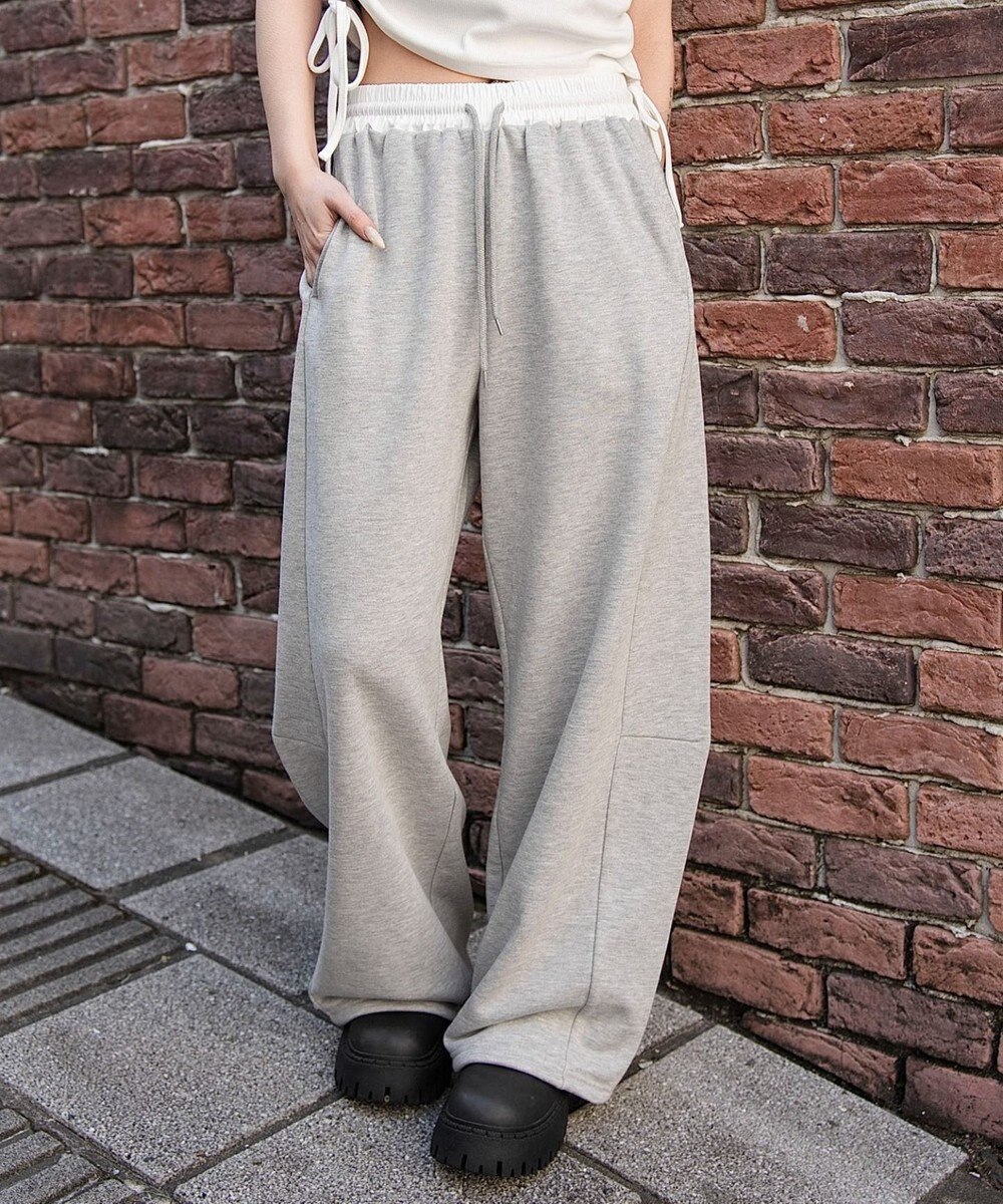 WEGO 【ウエストゴム/SMサイズ展開】カーブデザインスウェットパンツ 