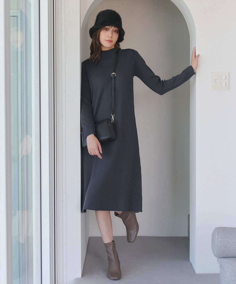 Tiaclasse 【安田美沙子さん着用・新色・XSサイズ追加】リブ切替ニットワンピース 