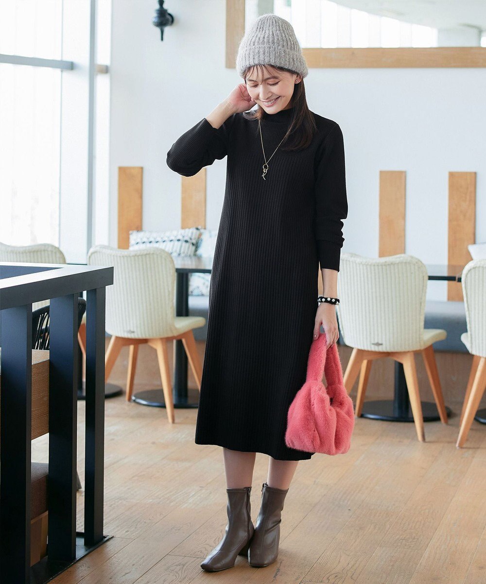 Tiaclasse 【安田美沙子さん着用・新色・XSサイズ追加】リブ切替ニットワンピース 