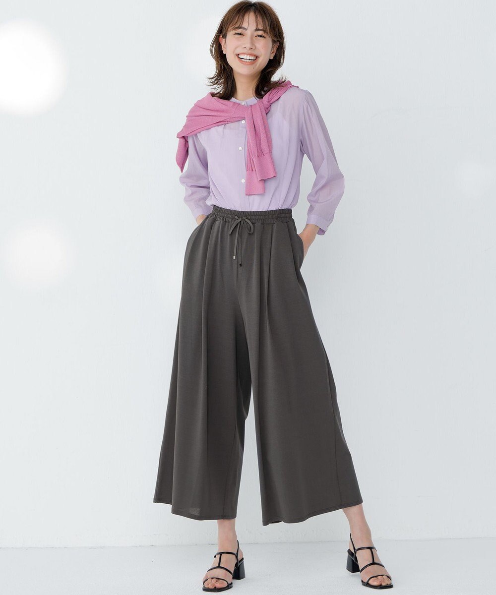 23区 【接触冷感/洗える】ツイストコットンプレーティング ワイド パンツ 