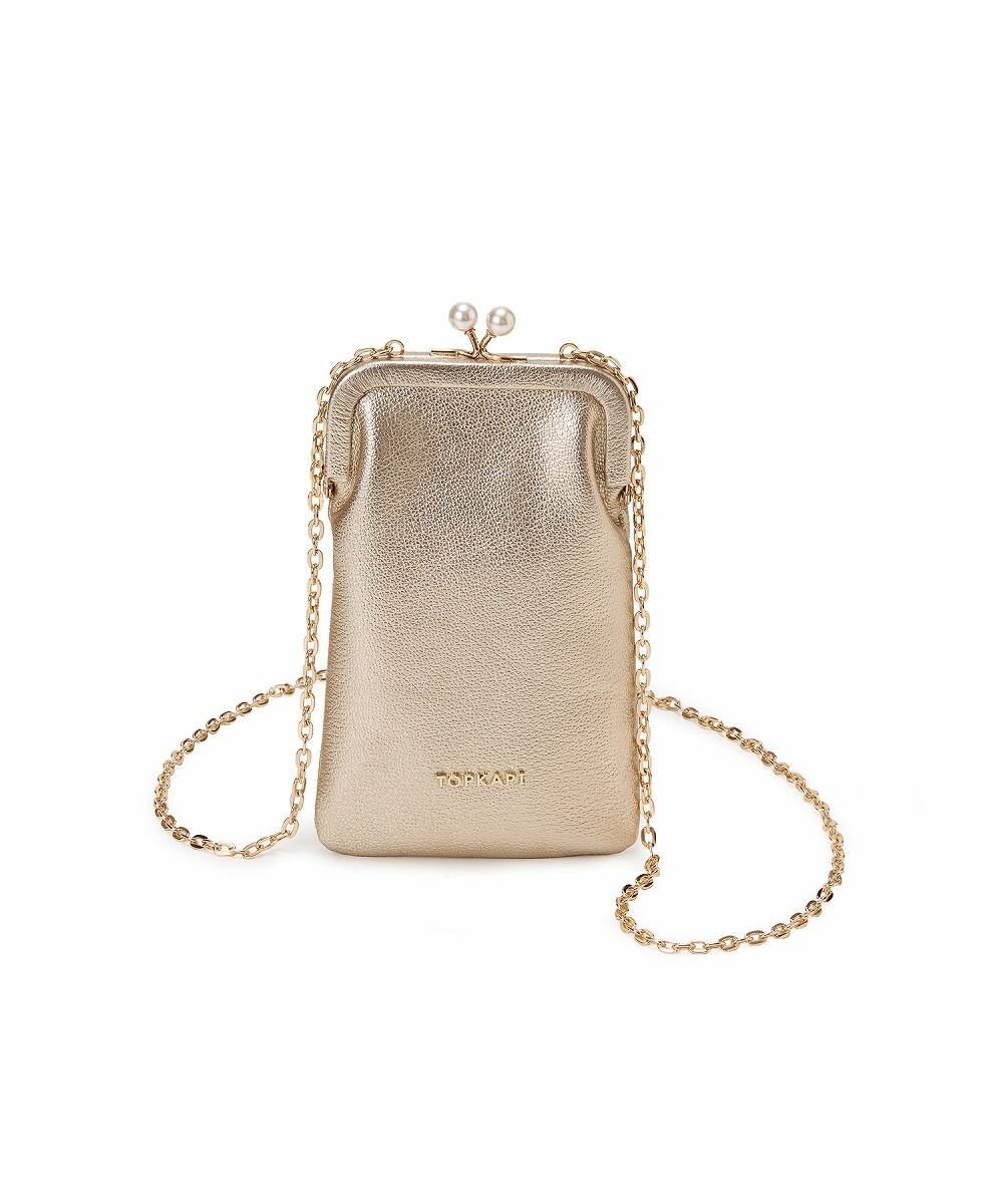 TOPKAPI 【TOPKAPI】シュリンクレザー パール チェーン ショルダー バッグ / スマホショルダー 