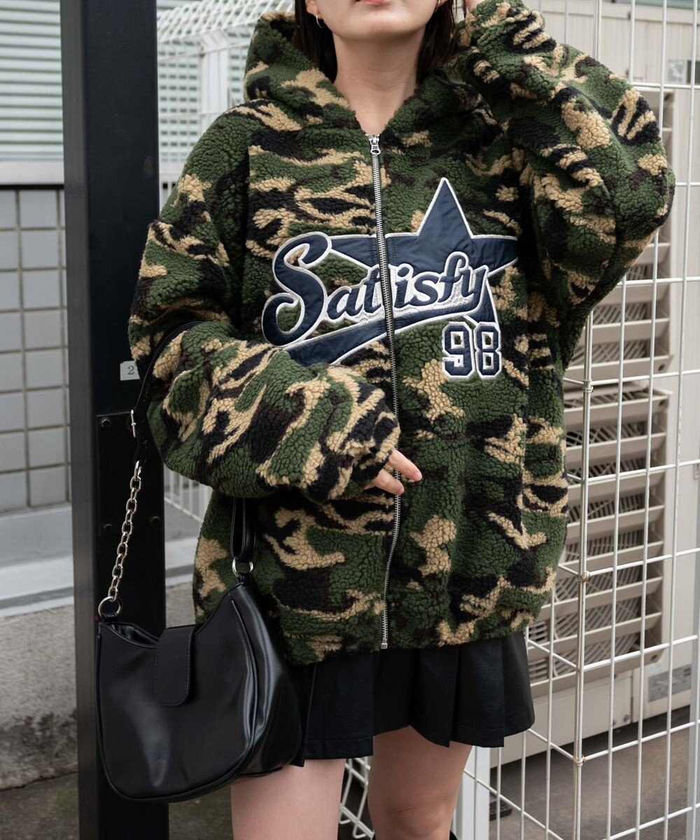 WEGO 迷彩ロゴボアパーカー 