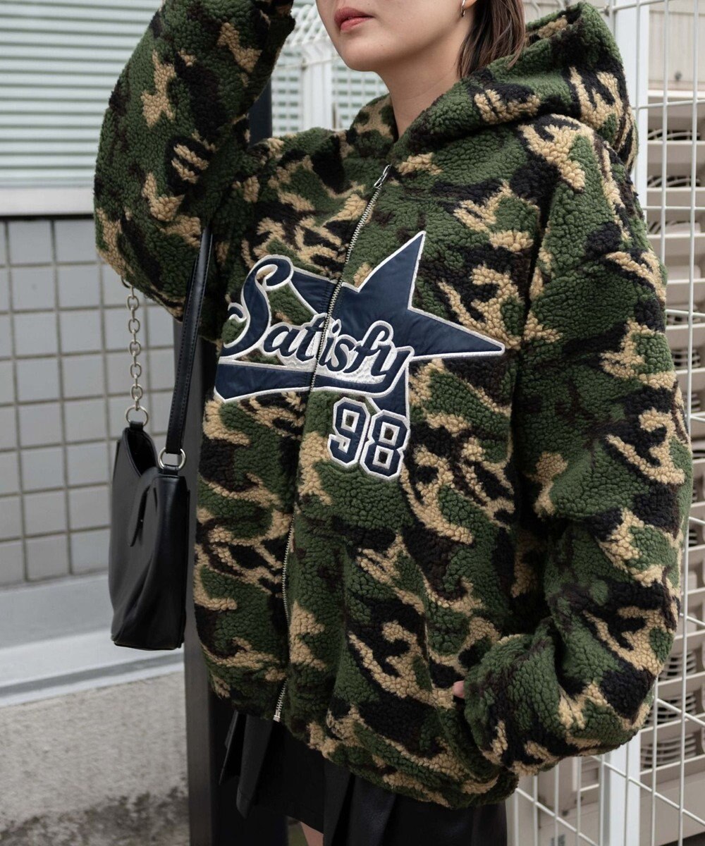 WEGO 迷彩ロゴボアパーカー 