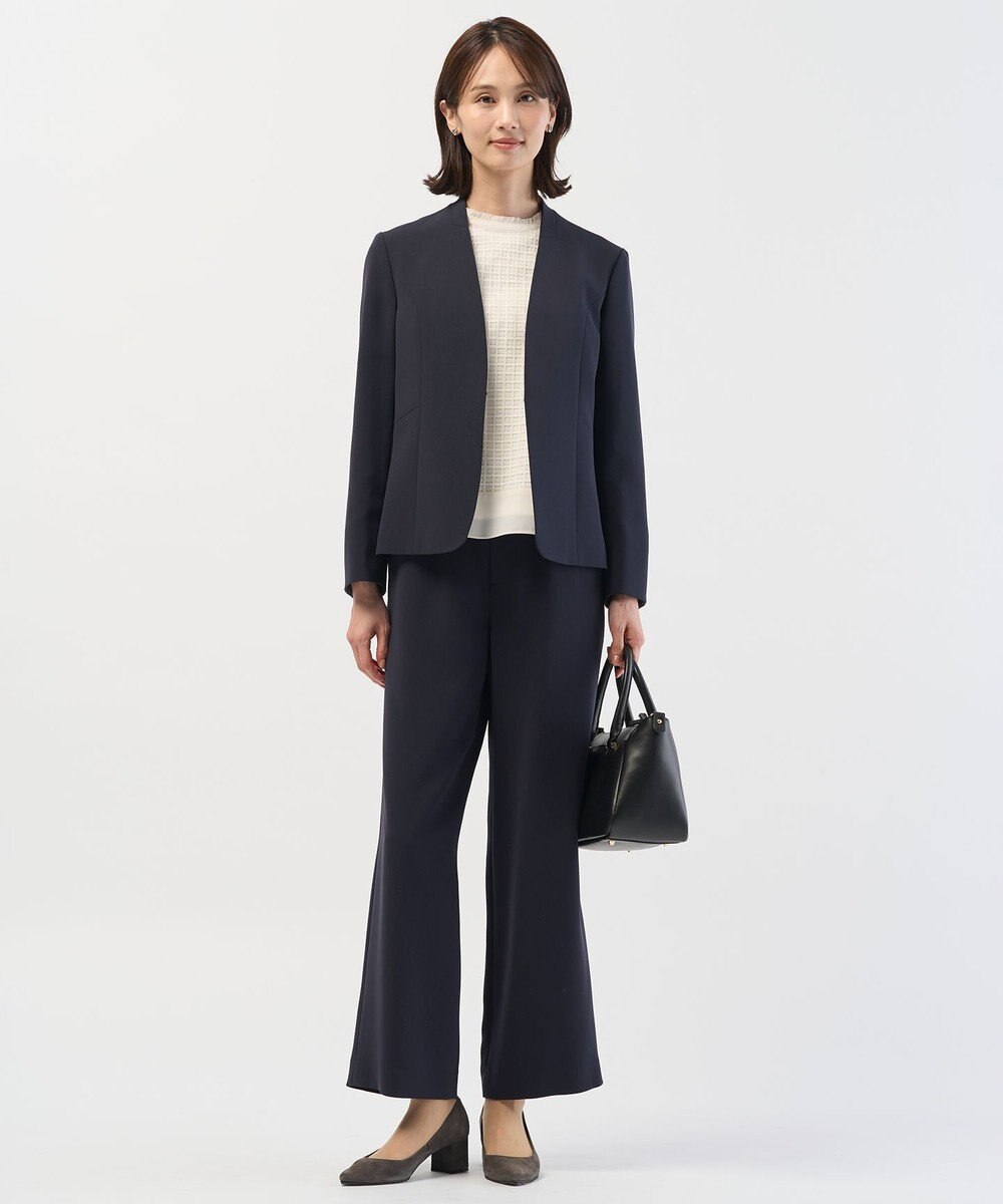 J.PRESS LADIES 【セットアップ対応】セラテリーダブルクロス ノーカラー ジャケット 