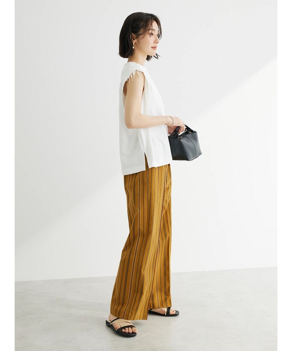 Green Parks 綿麻混イージーワイドパンツ 