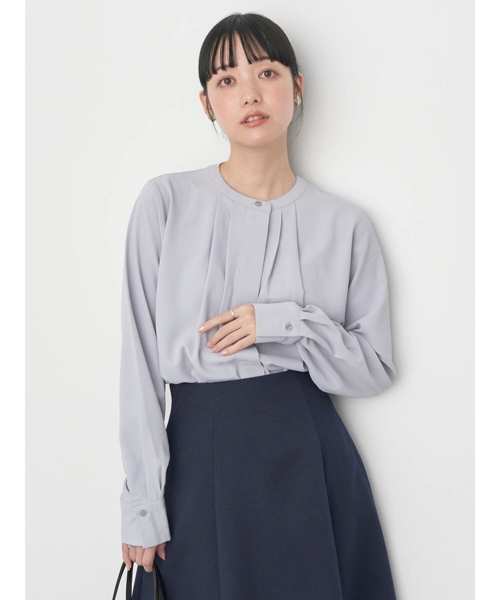 earth music&ecology ノーカラーフロントタックブラウス 