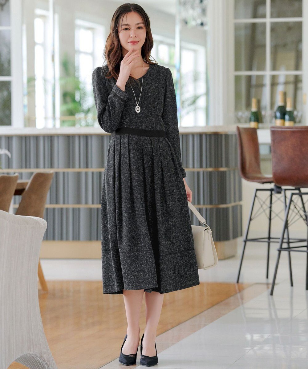 Tiaclasse 【洗える】配色パイピングフレアワンピース 