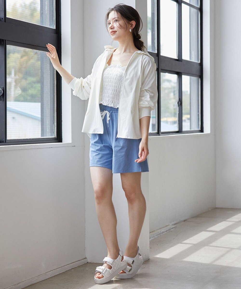 Feroux 【接触冷感・UVカット・吸水速乾】ラッシュガードフリル パーカー 