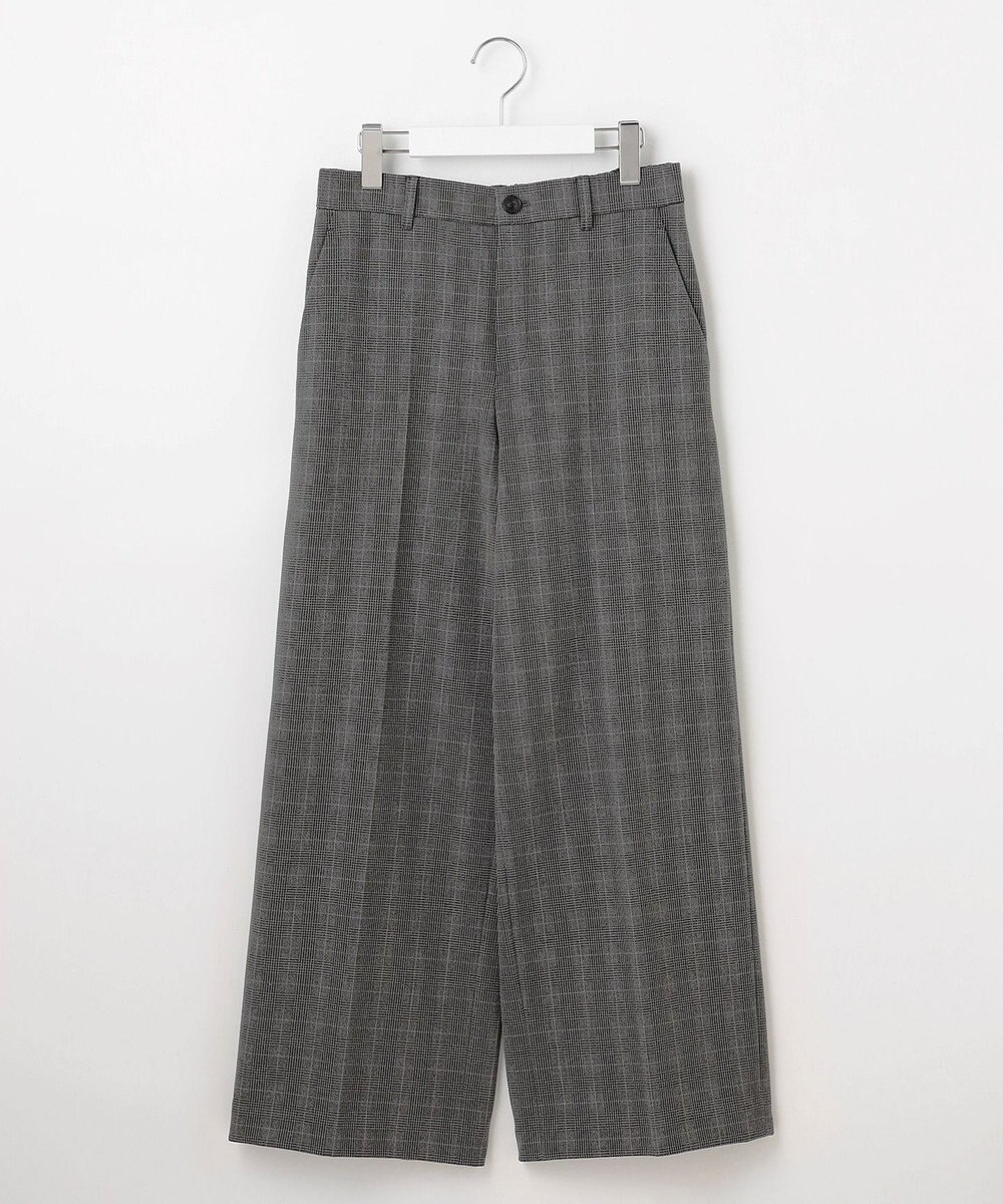 自由区 【撥水加工・洗える】TRギャバ裏起毛チェック柄ワイド パンツ 