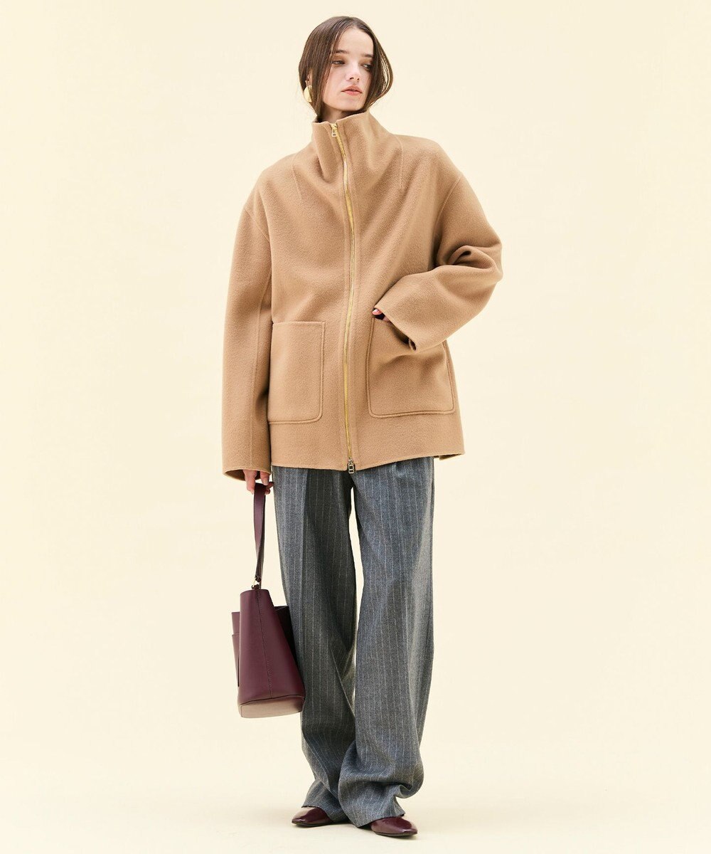 BEIGE， ZION / ウールスタンドカラーショートコート 