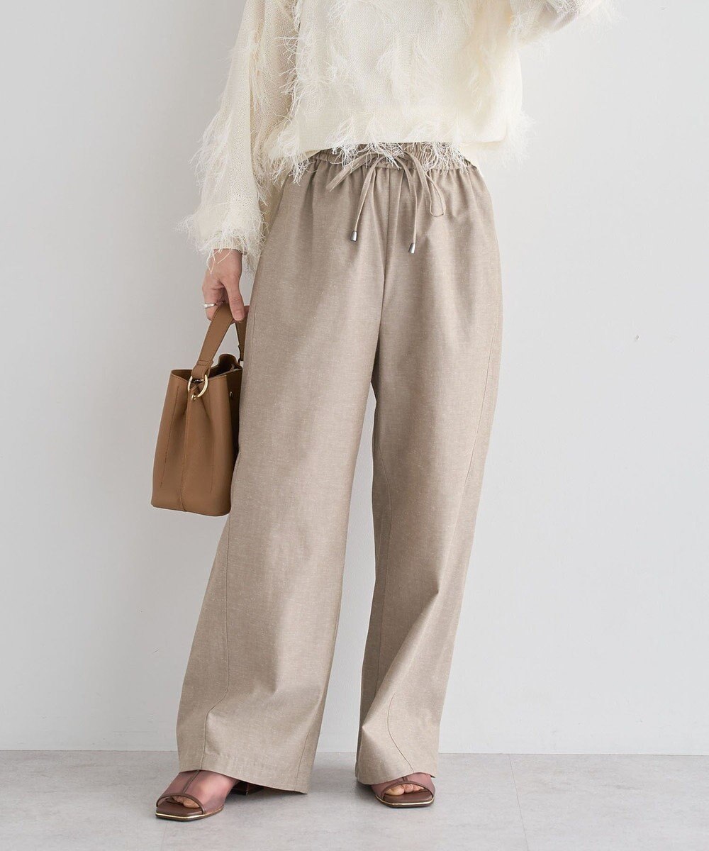 Green Parks 綿麻混イージーワイドパンツ 