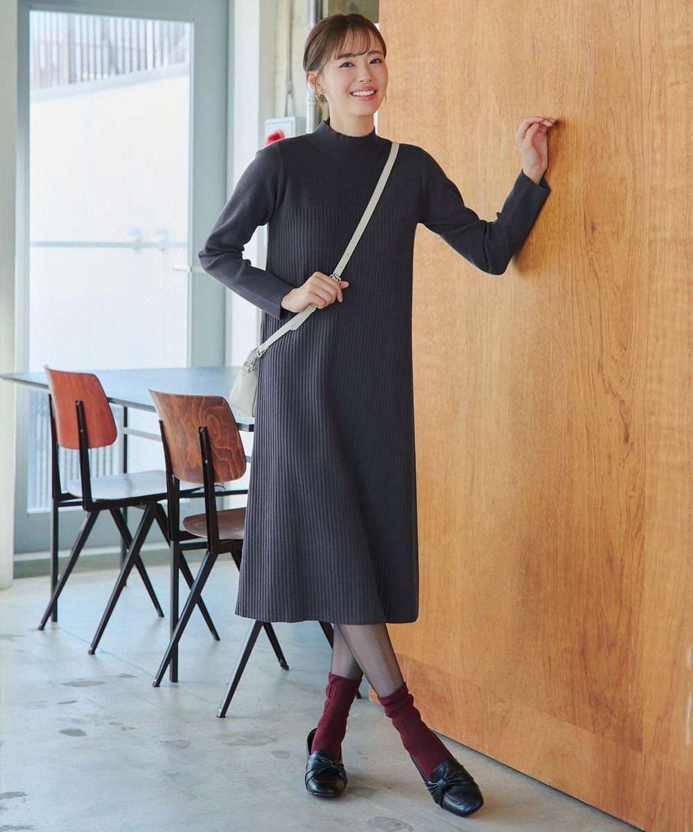 Tiaclasse 【安田美沙子さん着用・新色・XSサイズ追加】リブ切替ニットワンピース 