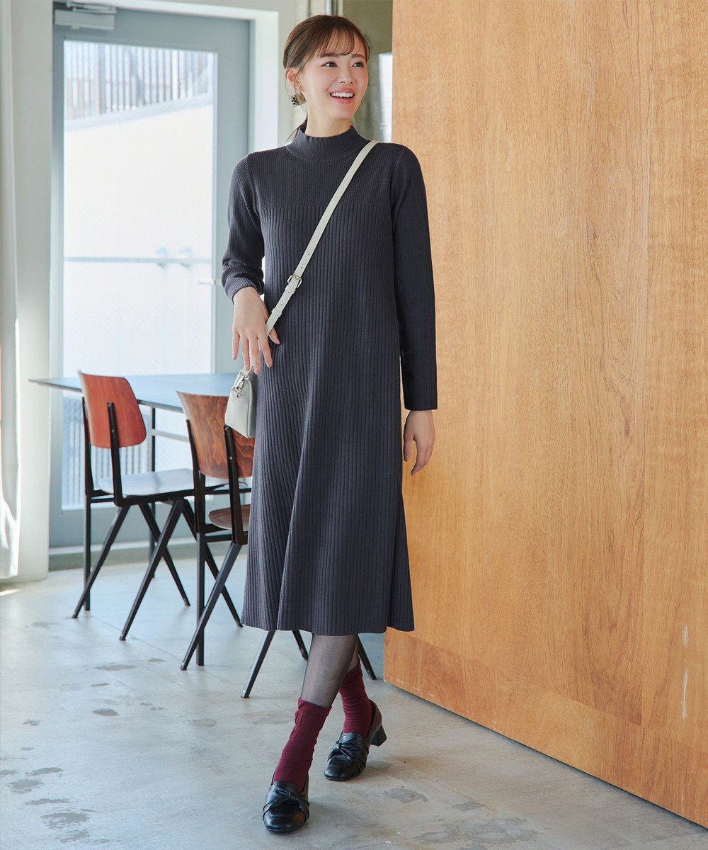 Tiaclasse 【安田美沙子さん着用・新色・XSサイズ追加】リブ切替ニットワンピース 