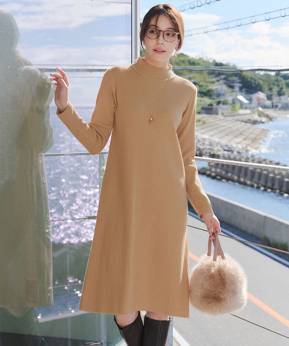 Tiaclasse 【安田美沙子さん着用・新色・XSサイズ追加】リブ切替ニットワンピース 