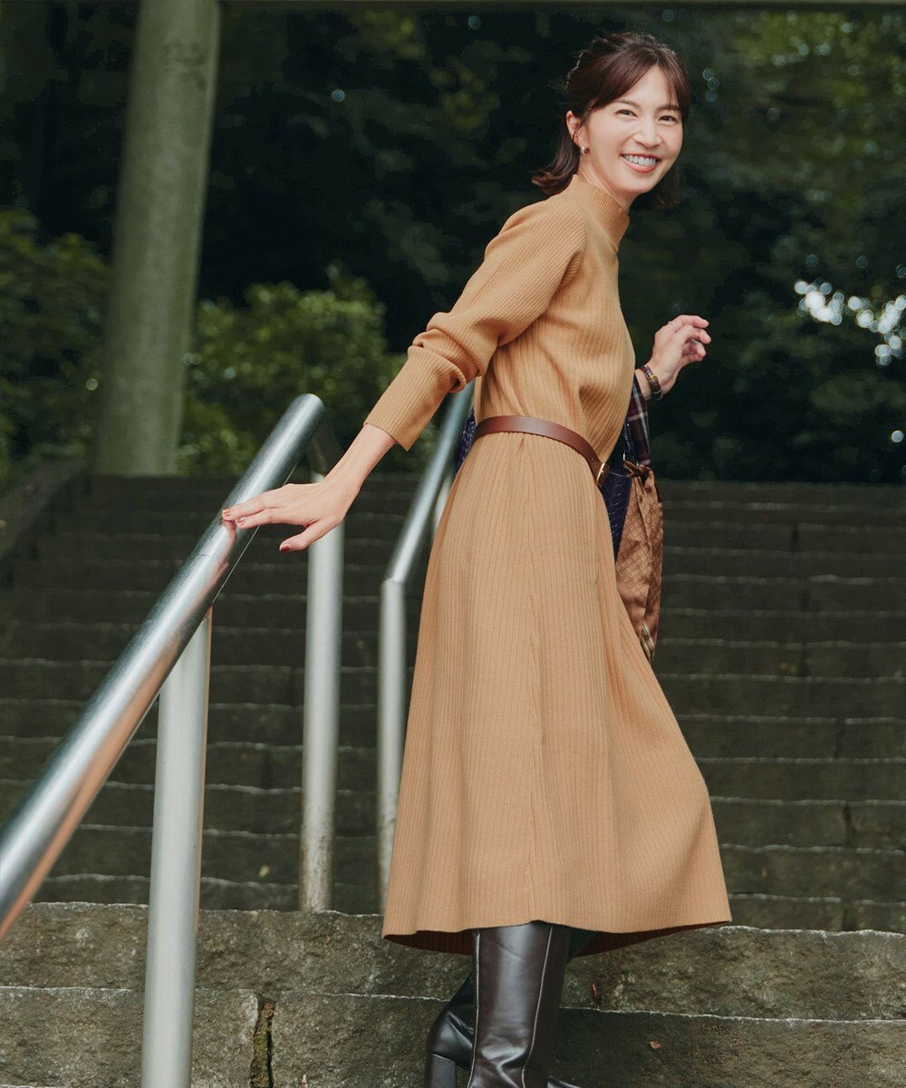 Tiaclasse 【安田美沙子さん着用・新色・XSサイズ追加】リブ切替ニットワンピース 