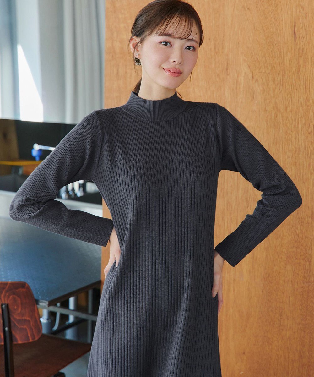 Tiaclasse 【安田美沙子さん着用・新色・XSサイズ追加】リブ切替ニットワンピース 