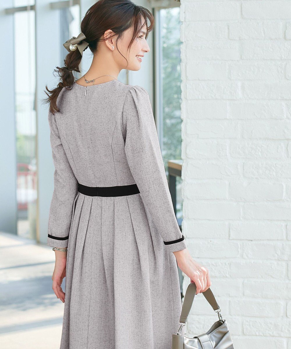 Tiaclasse 【洗える】配色パイピングフレアワンピース 