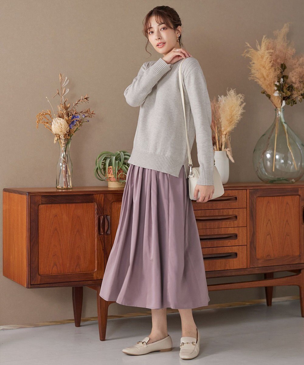 Tiaclasse 【軽撥水・汚れ防止】ランダムタックロングスカート 